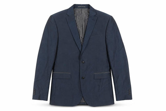 Front view of Next men’s blue polyester jacket suit jacket, size 42, regular