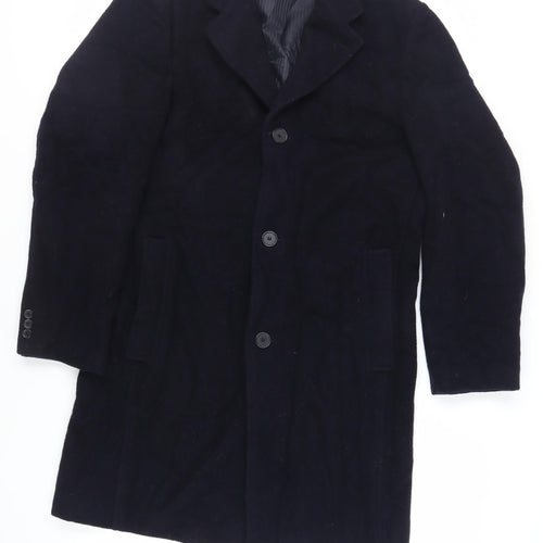 Bruce & Borough Mens Blue Overcoat Coat Size 40 Button