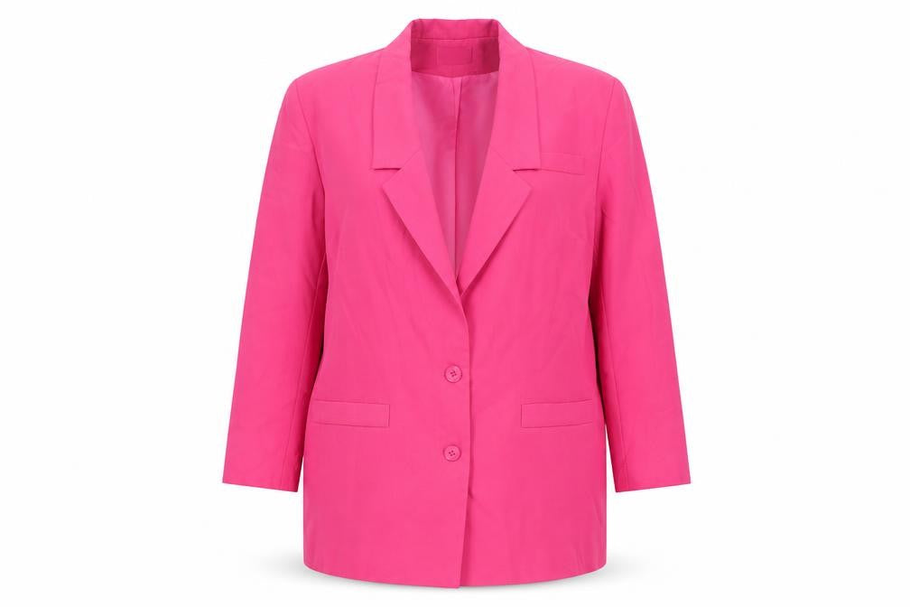 Front view of Paul Separates women’s pink jacket blazer, size UK 16, button