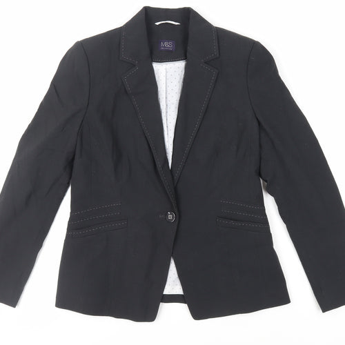 Marks and Spencer Womens Black Jacket Blazer Size 12 Button