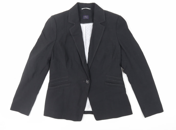 Marks and Spencer Womens Black Jacket Blazer Size 12 Button