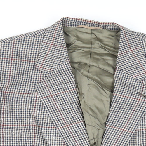 Skopes Mens Beige Check Polyester Jacket Blazer Size 42 Regular