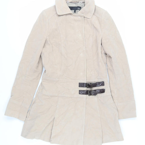 NEXT Womens Beige Overcoat Coat Size 8 Snap