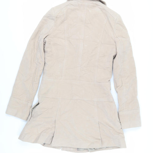 NEXT Womens Beige Overcoat Coat Size 8 Snap