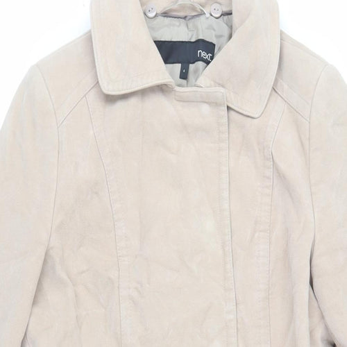 NEXT Womens Beige Overcoat Coat Size 8 Snap