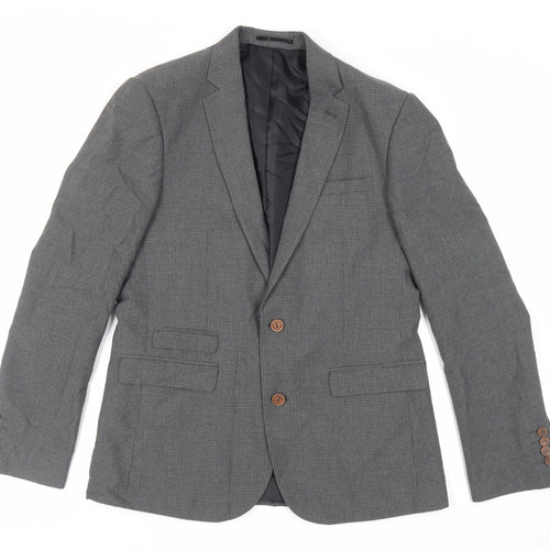 ASOS Mens Grey Plaid Polyester Jacket Suit Jacket Size 40 Regular