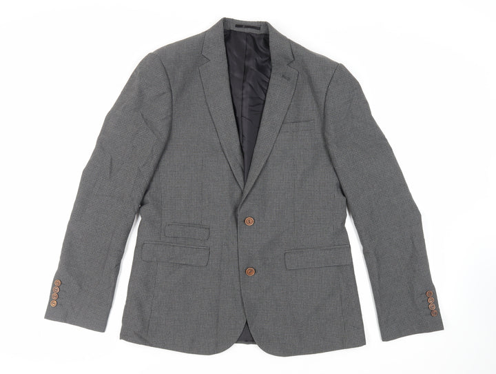 ASOS Mens Grey Plaid Polyester Jacket Suit Jacket Size 40 Regular