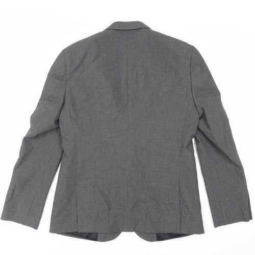 ASOS Mens Grey Plaid Polyester Jacket Suit Jacket Size 40 Regular