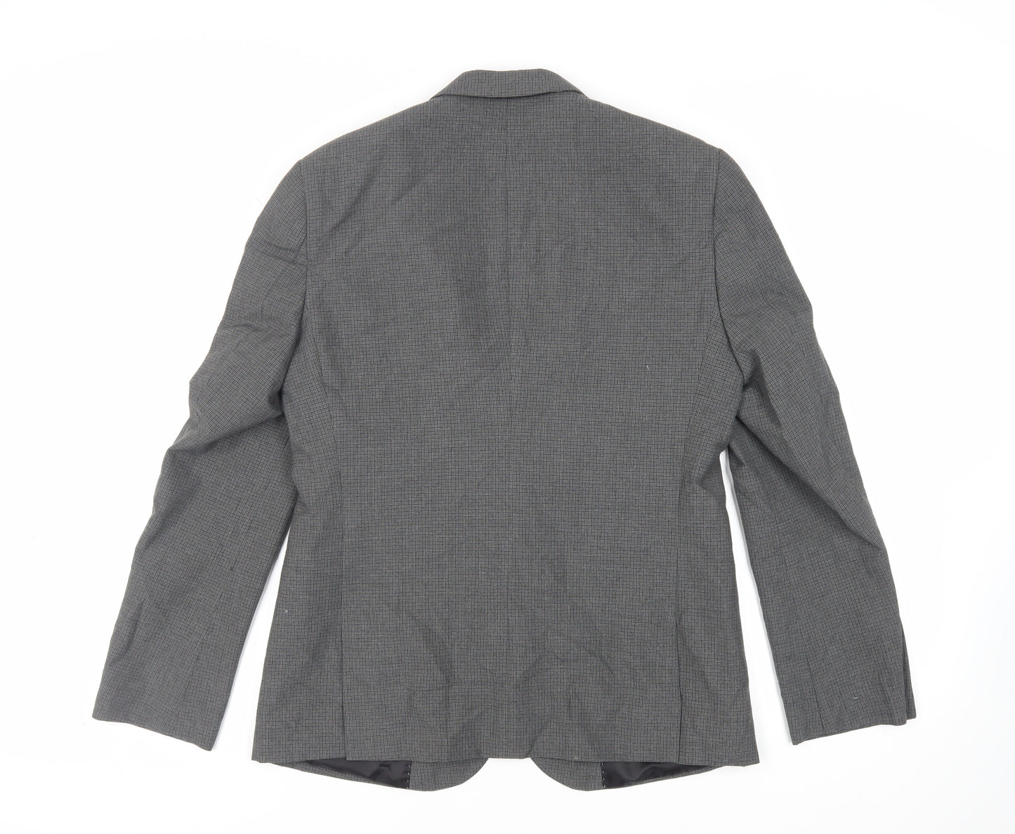 ASOS Mens Grey Plaid Polyester Jacket Suit Jacket Size 40 Regular