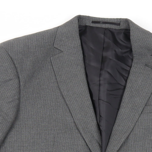 ASOS Mens Grey Plaid Polyester Jacket Suit Jacket Size 40 Regular