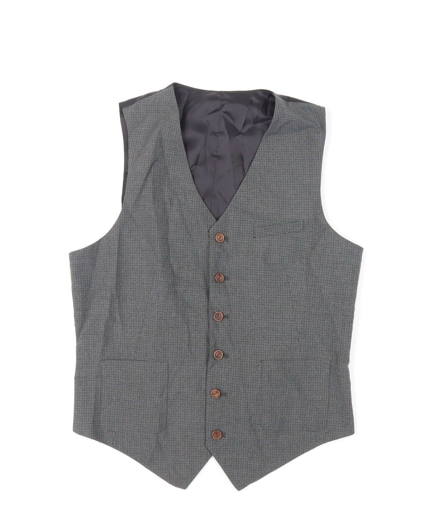 ASOS Mens Grey Plaid Polyester Jacket Suit Waistcoat Size 40 Regular