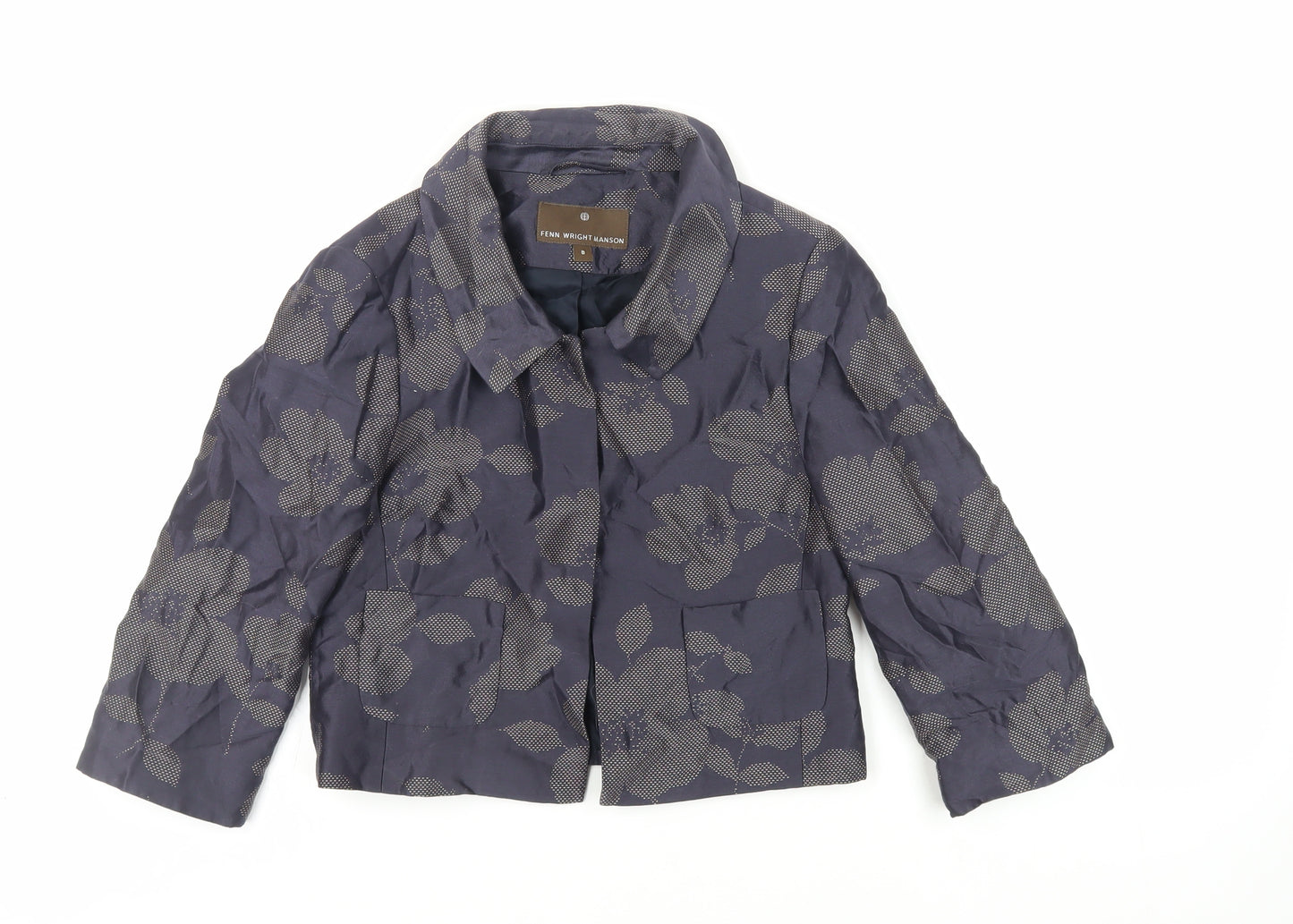 Fenn Wright Manson Womens Blue Floral Jacket Size 8 - Open
