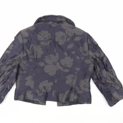 Fenn Wright Manson Womens Blue Floral Jacket Size 8 - Open