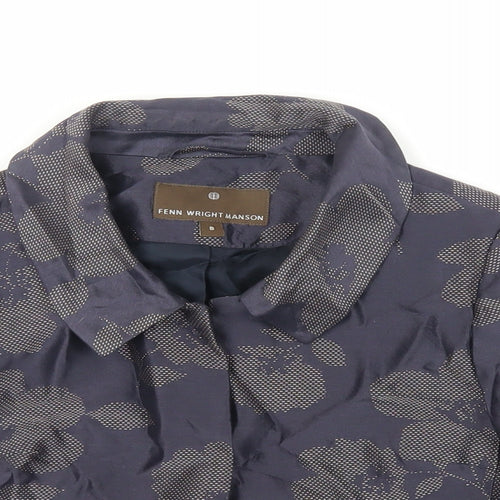 Fenn Wright Manson Womens Blue Floral Jacket Size 8 - Open