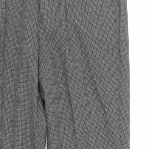 ASOS Mens Grey Plaid Polyester Dress Pants Trousers Size 32 in L32 in Regular Zip