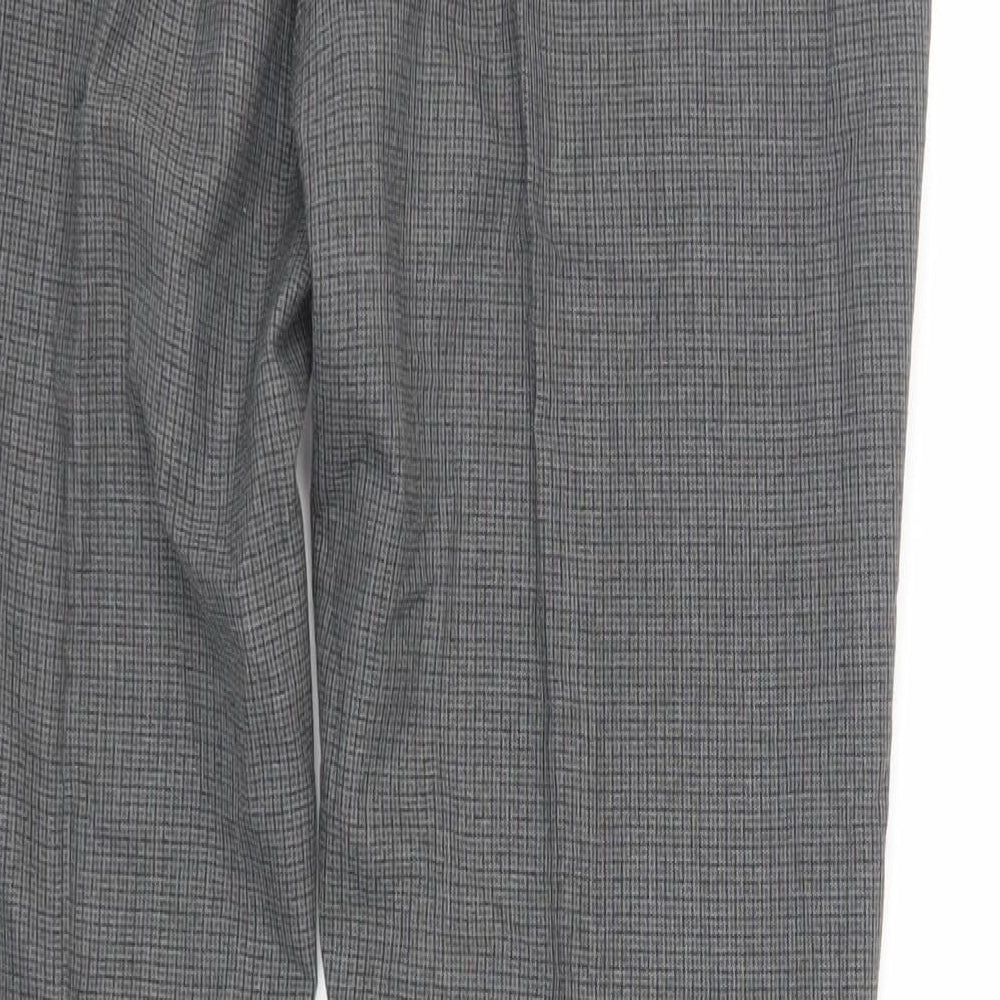 ASOS Mens Grey Plaid Polyester Dress Pants Trousers Size 32 in L32 in Regular Zip