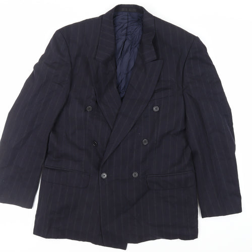 Centaur Mens Blue Striped Wool Jacket Suit Jacket Size 40 Regular