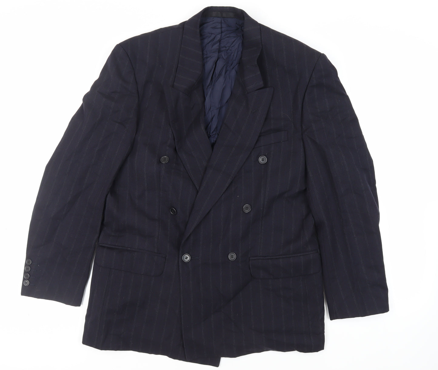 Centaur Mens Blue Striped Wool Jacket Suit Jacket Size 40 Regular