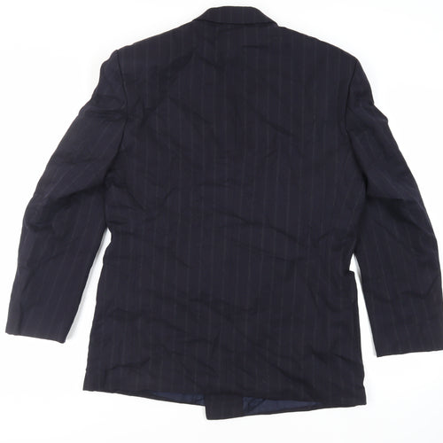 Centaur Mens Blue Striped Wool Jacket Suit Jacket Size 40 Regular