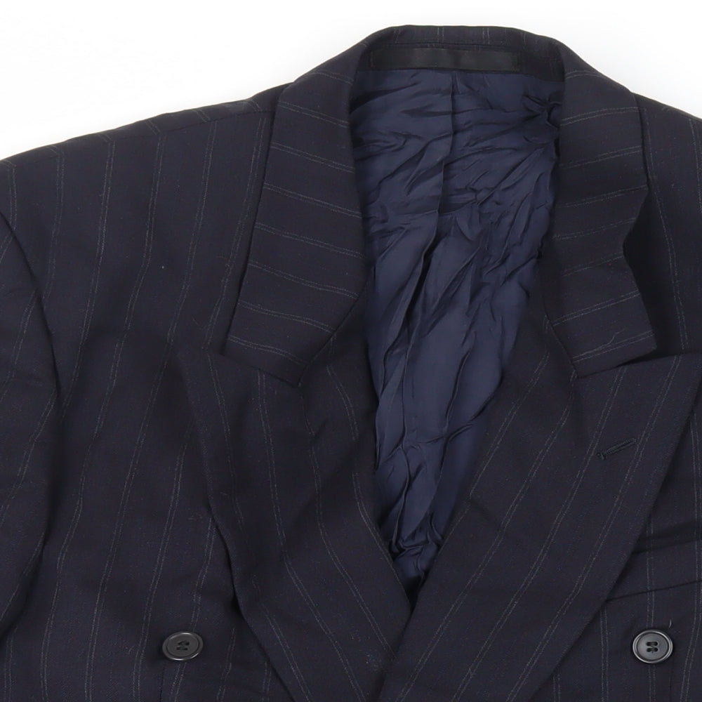 Centaur Mens Blue Striped Wool Jacket Suit Jacket Size 40 Regular