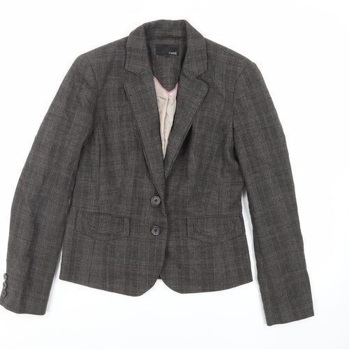 NEXT Womens Grey Plaid Jacket Blazer Size 10 Button