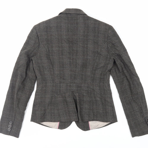 NEXT Womens Grey Plaid Jacket Blazer Size 10 Button