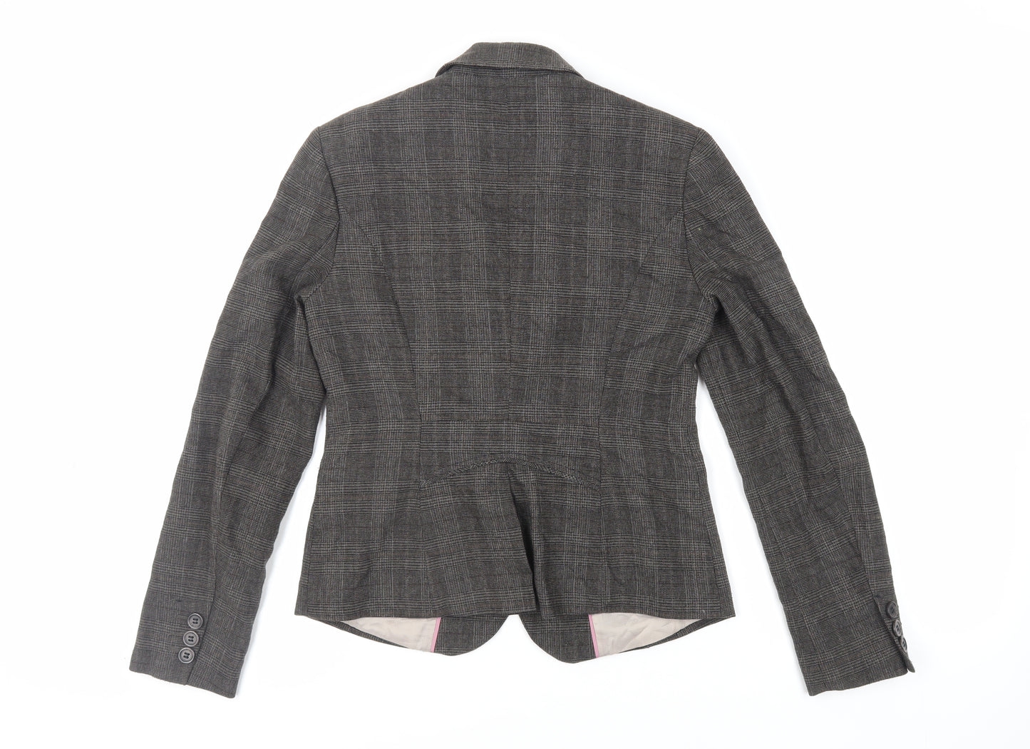 NEXT Womens Grey Plaid Jacket Blazer Size 10 Button