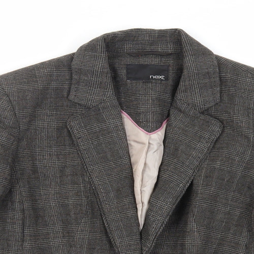 NEXT Womens Grey Plaid Jacket Blazer Size 10 Button