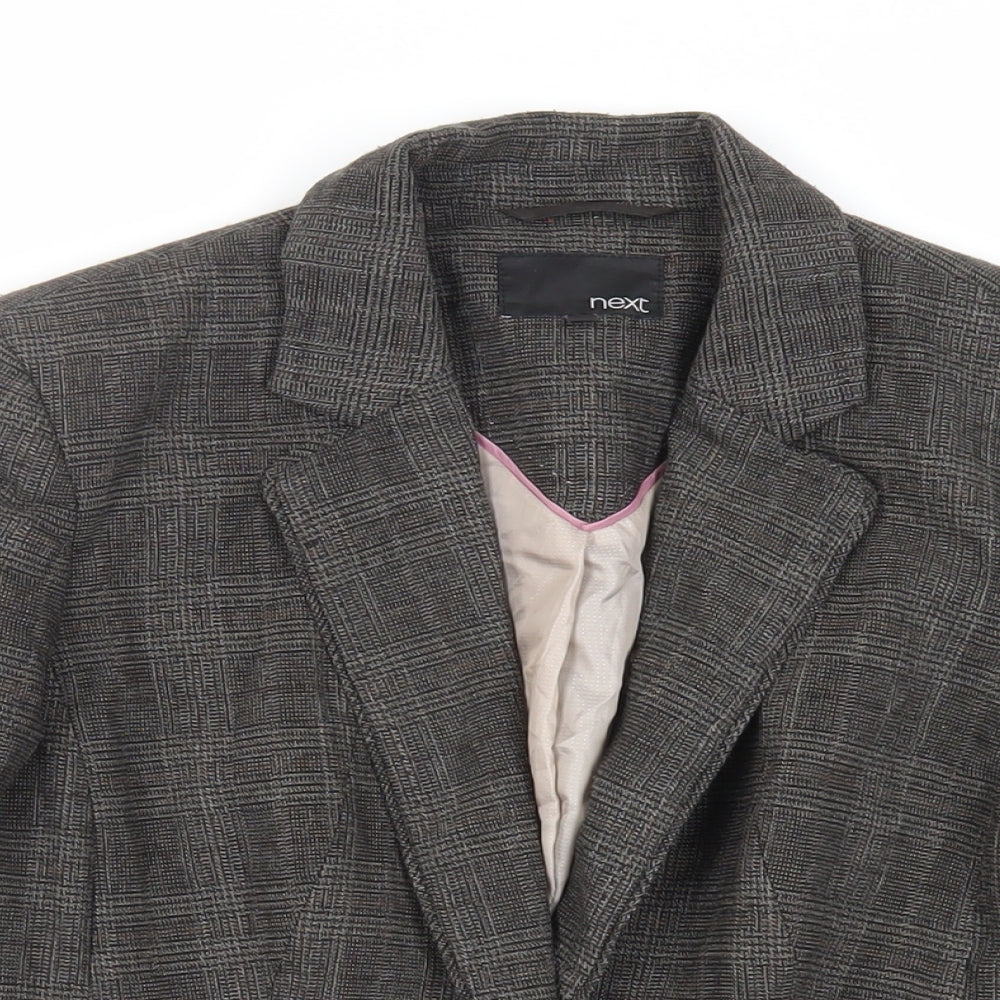 NEXT Womens Grey Plaid Jacket Blazer Size 10 Button