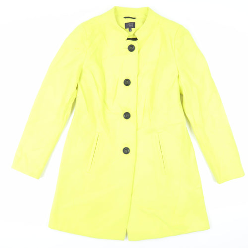 Marks and Spencer Womens Yellow Overcoat Coat Size 10 Button