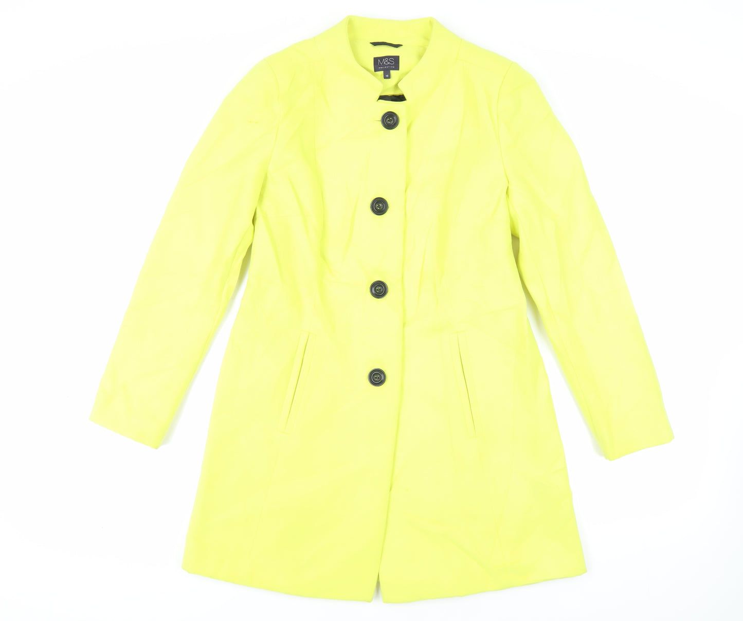 Marks and Spencer Womens Yellow Overcoat Coat Size 10 Button