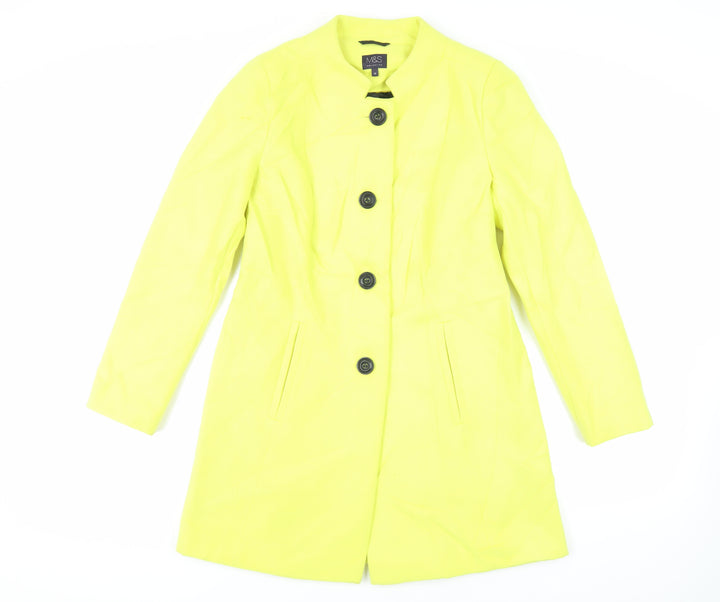 Marks and Spencer Womens Yellow Overcoat Coat Size 10 Button