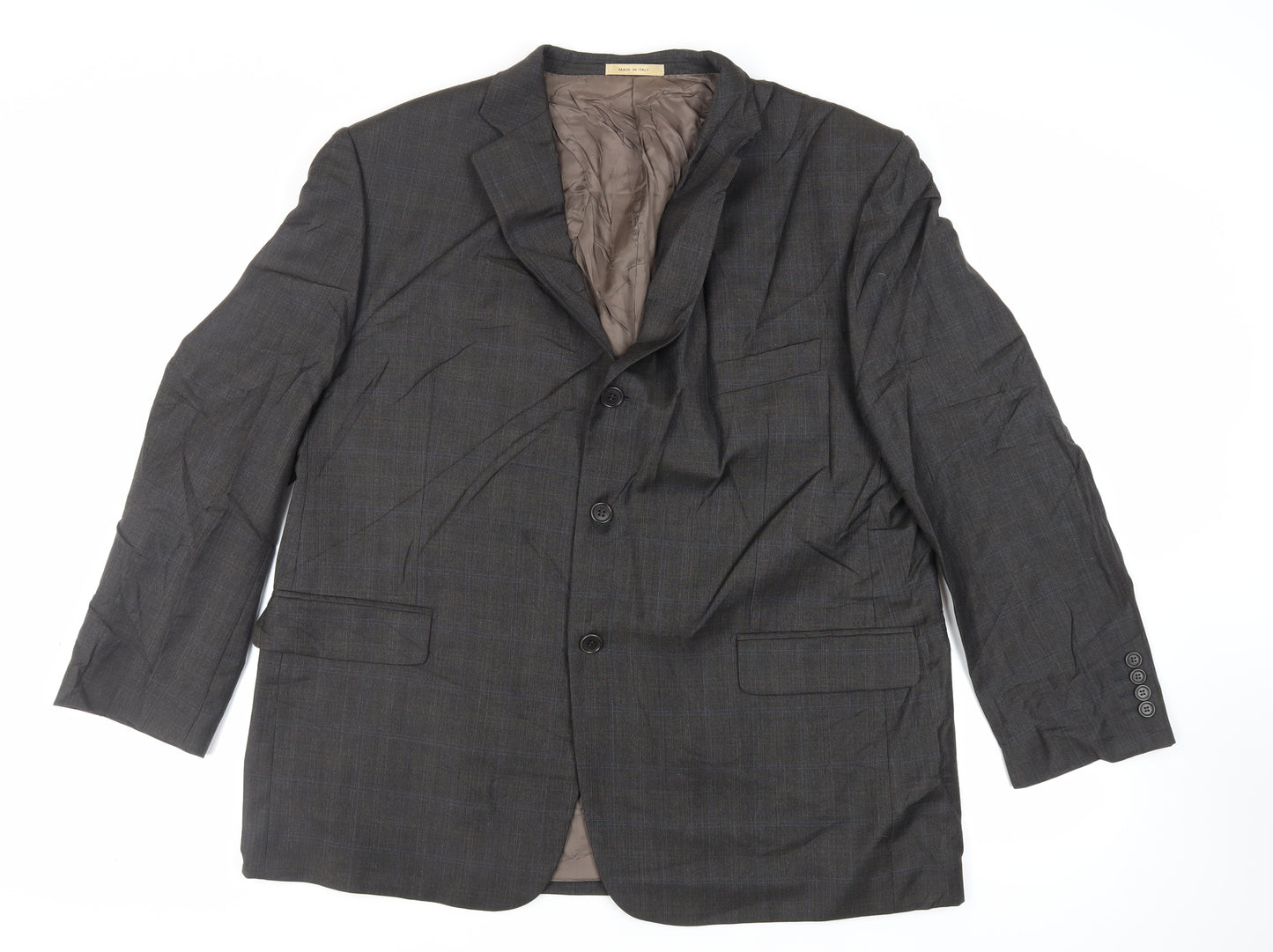 Marks and Spencer Mens Grey Plaid Wool Jacket Suit Jacket Size 46 Regular