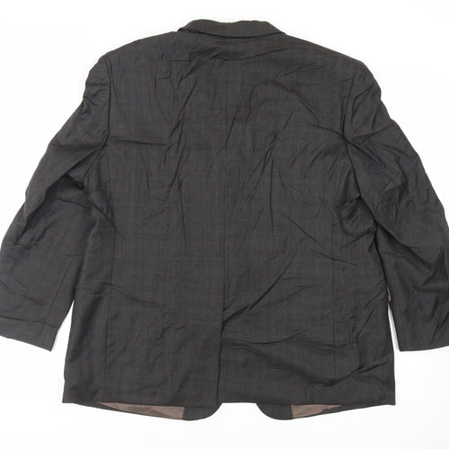 Marks and Spencer Mens Grey Plaid Wool Jacket Suit Jacket Size 46 Regular