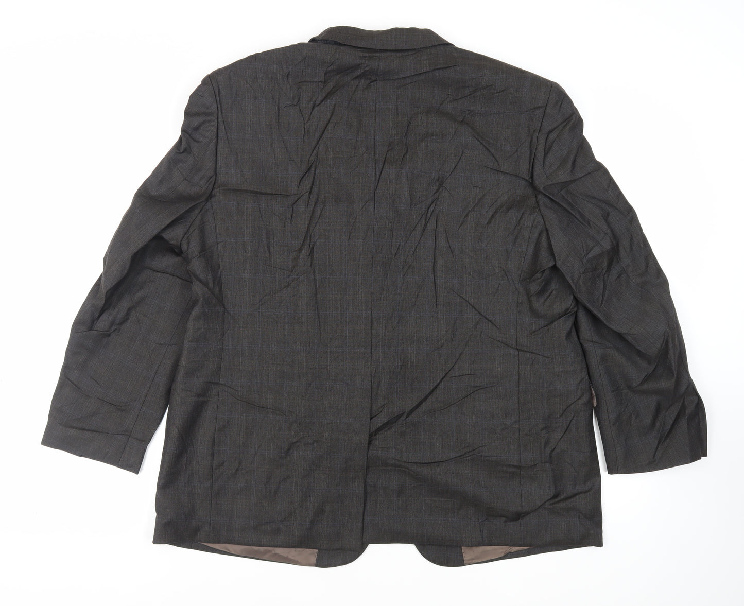 Marks and Spencer Mens Grey Plaid Wool Jacket Suit Jacket Size 46 Regular