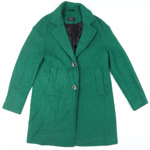 Marks and Spencer Womens Green Pea Coat Coat Size 10 Button