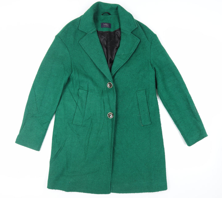 Marks and Spencer Womens Green Pea Coat Coat Size 10 Button