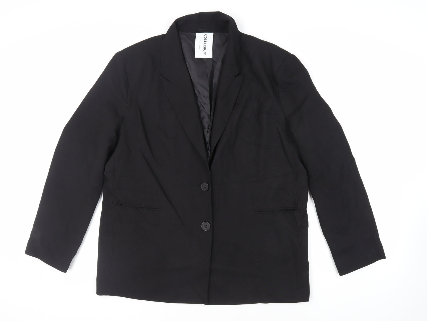 COLLUSION Womens Black Jacket Blazer Size 12 Button - Oversized