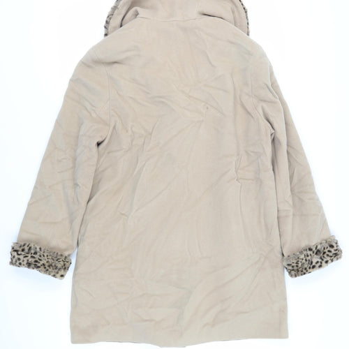 Individual Winter Womens Beige Overcoat Coat Size 12 Button - Faux Fur Collar