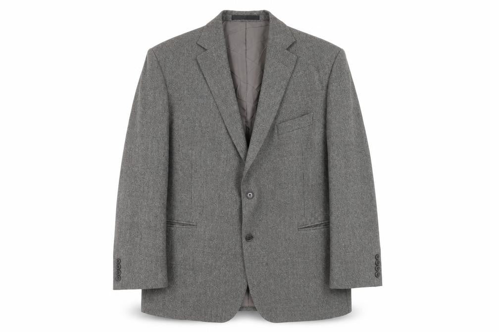 Front view of Marks & Spencer men’s grey wool jacket suit jacket, size 48, regular