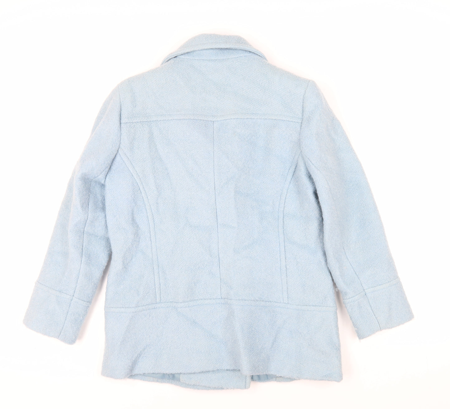 M&Co Womens Blue Pea Coat Coat Size 12 Button