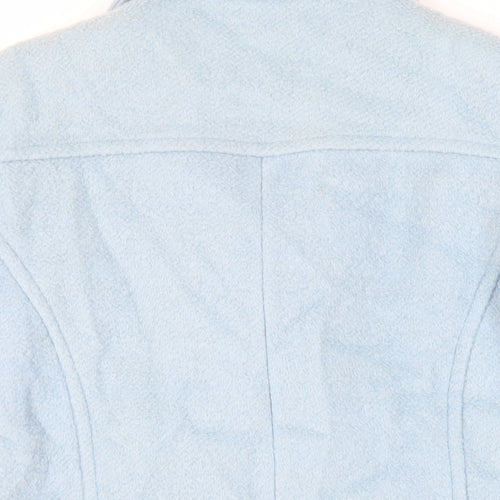 M&Co Womens Blue Pea Coat Coat Size 12 Button