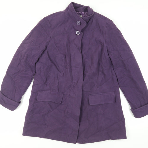 Marks and Spencer Womens Purple Pea Coat Coat Size 14 Button