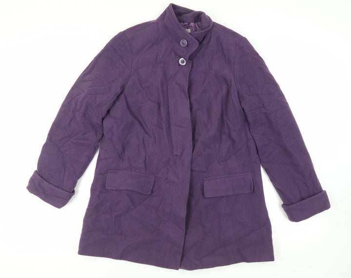 Marks and Spencer Womens Purple Pea Coat Coat Size 14 Button