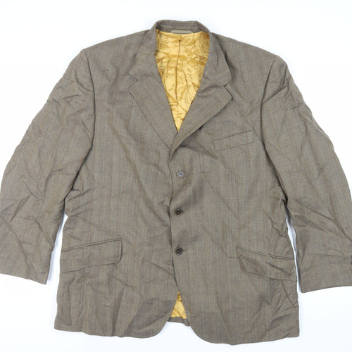 Gurteen Mens Brown Striped Wool Jacket Suit Jacket Size 46 Regular