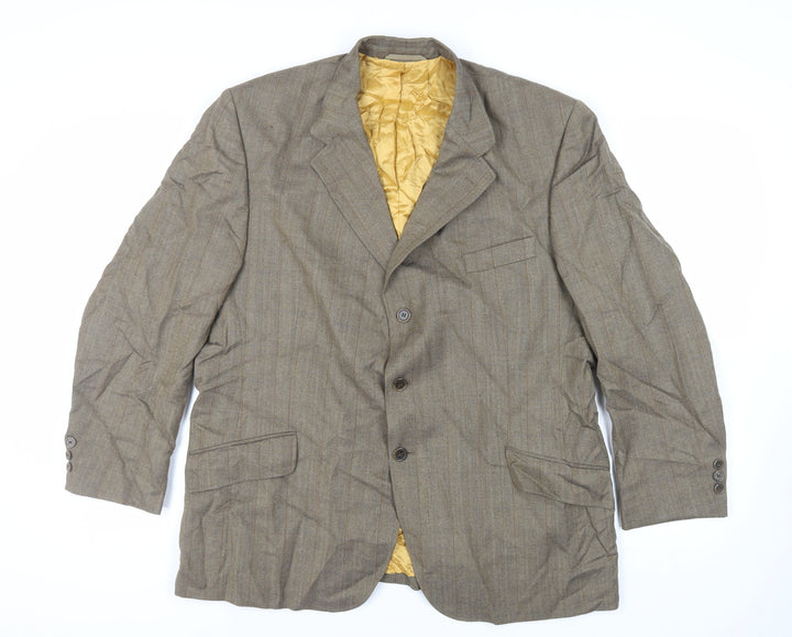 Gurteen Mens Brown Striped Wool Jacket Suit Jacket Size 46 Regular