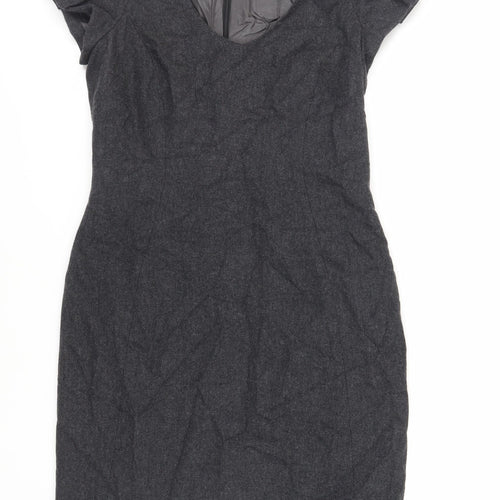 Great Plains Womens Grey Wool Pencil Dress Size M Scoop Neck Zip - Lined