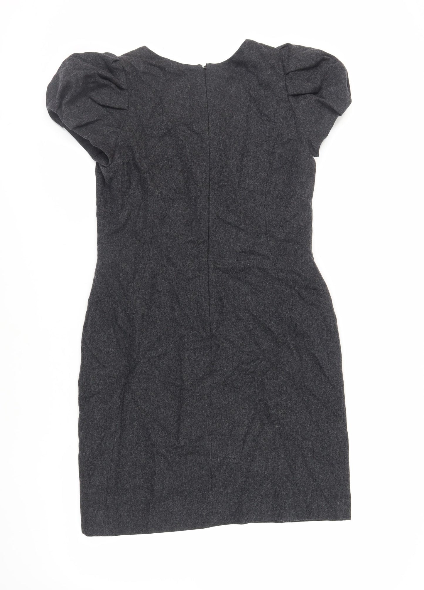 Great Plains Womens Grey Wool Pencil Dress Size M Scoop Neck Zip - Lined