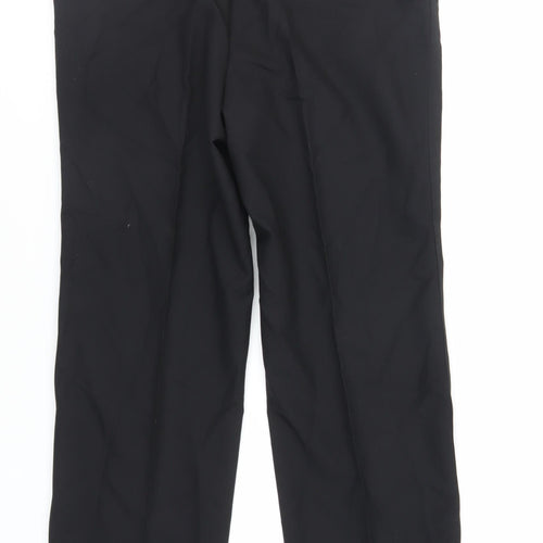 Marks and Spencer Mens Black Polyester Dress Pants Trousers Size 36 in L31 in Regular Zip