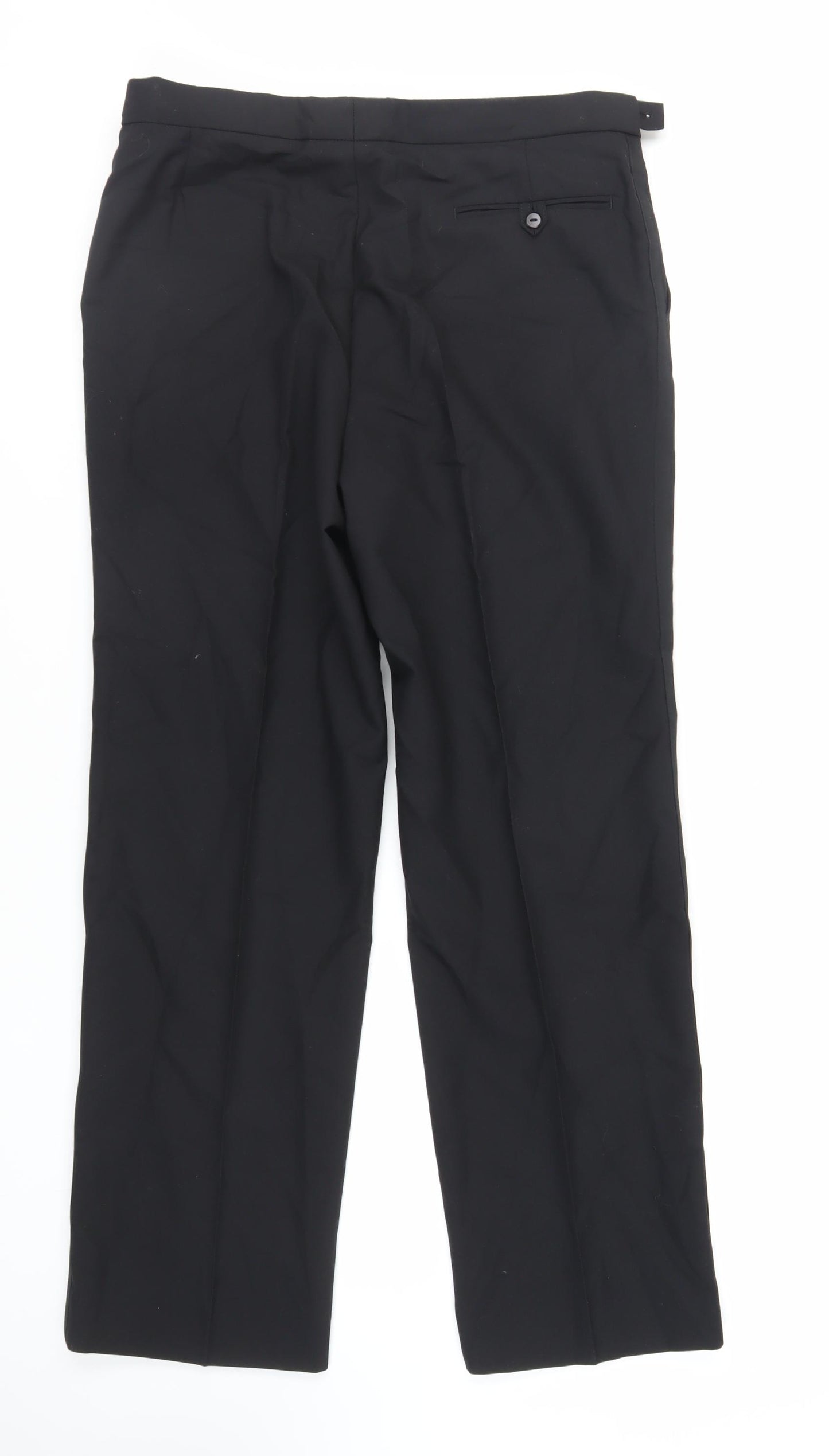 Marks and Spencer Mens Black Polyester Dress Pants Trousers Size 36 in L31 in Regular Zip